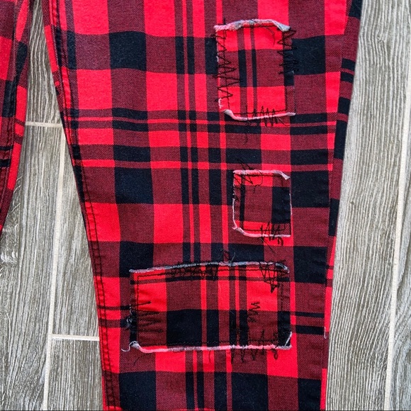 Blackheart Hot Topic Red Black Plaid Skinny Jeans - Picture 6 of 14